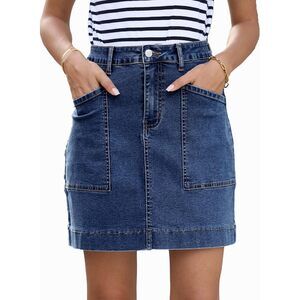 5728 Denim Skirt High Waisted Stretch Casual Mini Skirt Cute Jean Skirt
